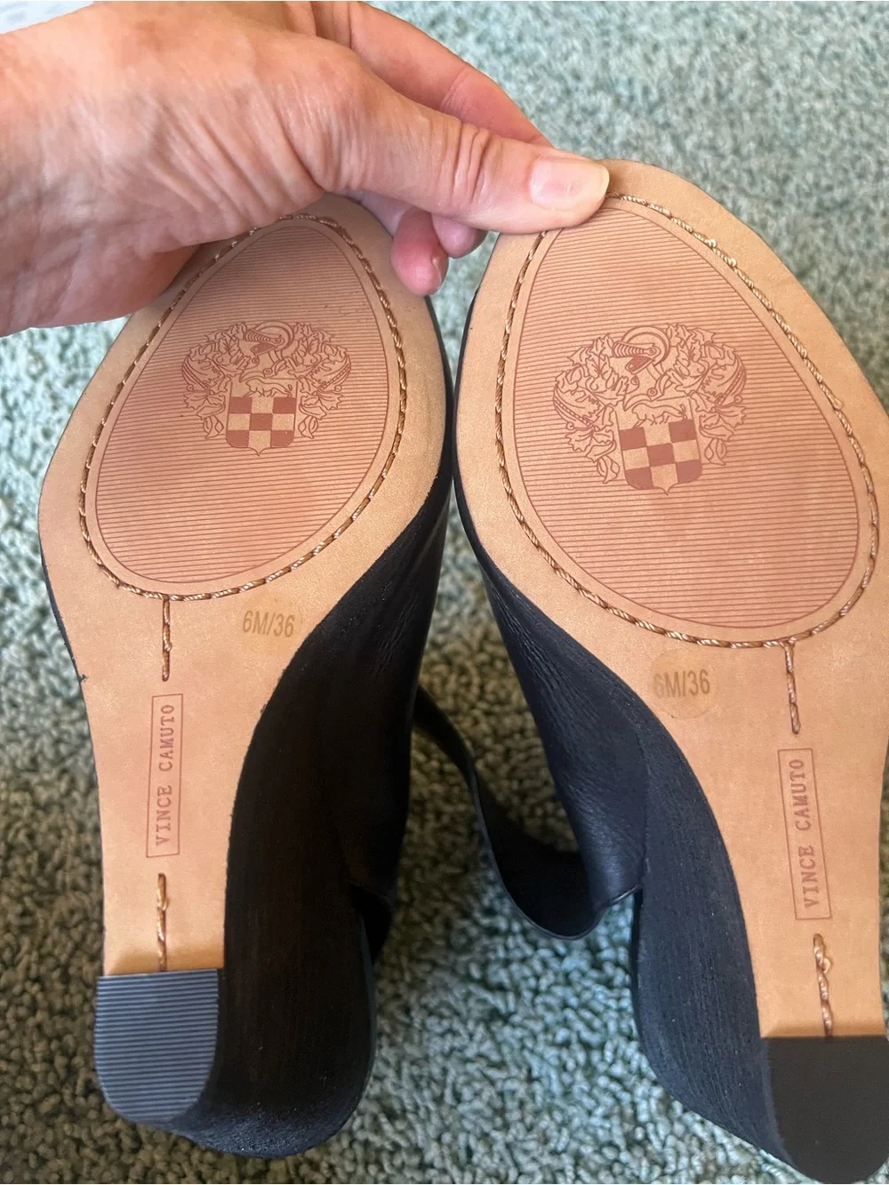 Vince Camuto Black Open-Toe Slingback Wedge Booties